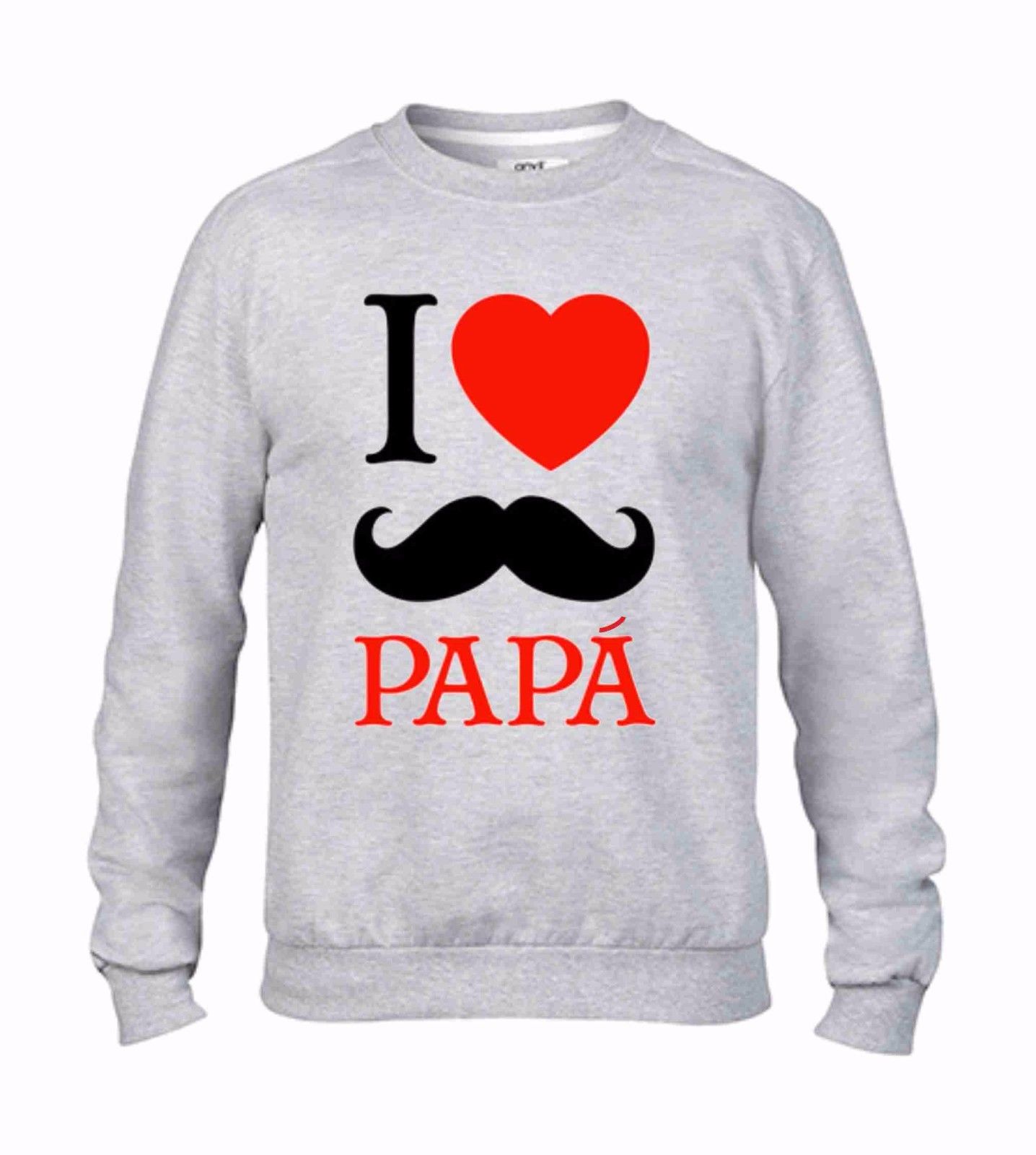 FELPA FASHION GIROCOLLO CON STAMPA I LOVE PAPA'