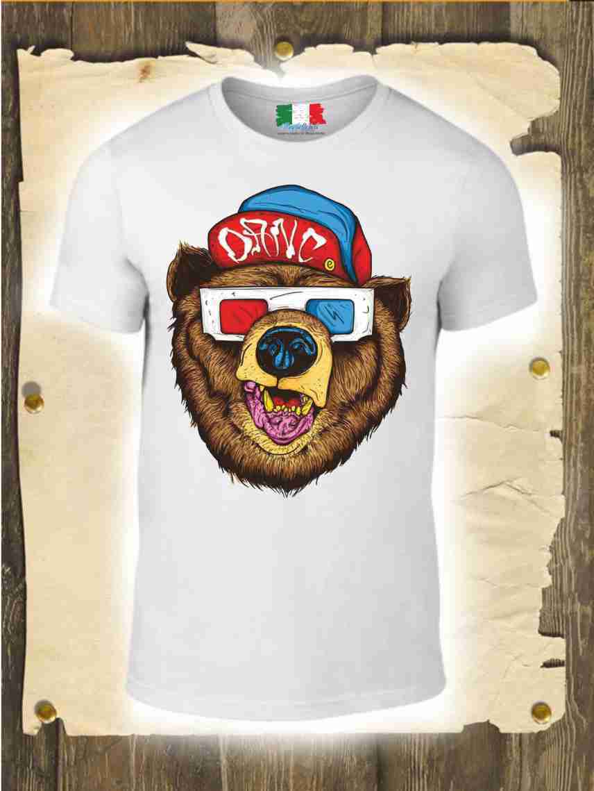 MAGLIETTA MADE IN ITALY PEZZO UNICO REALIZZATO ARTIGIANALMENTE:ORSO