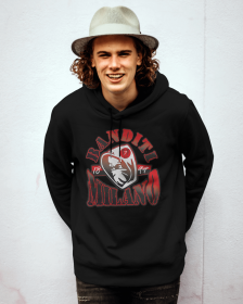 Felpa nera unisex con cappuccio e m
