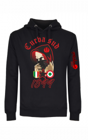 Felpa Unisex nera con cappuccio e m
