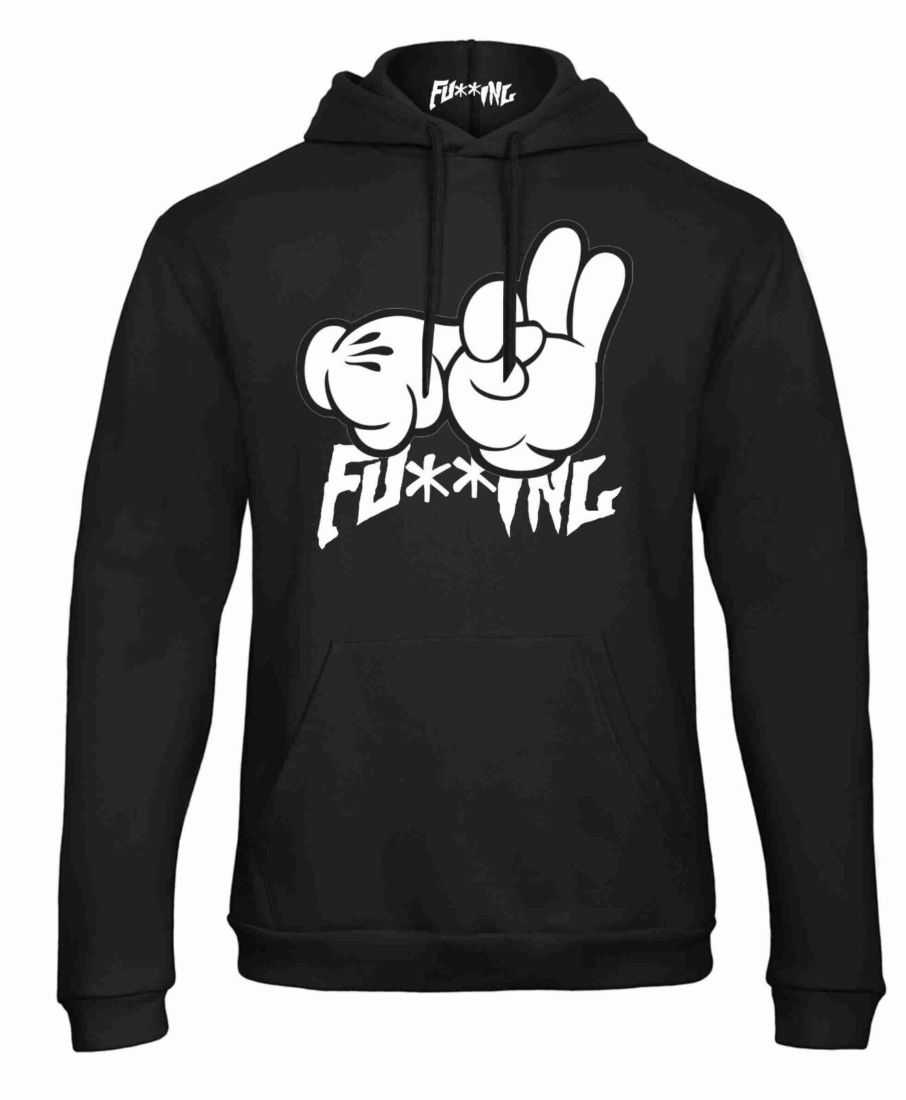 FELPA  DA UOMO CON CAPPUCCIO E MARSUPIO FUCKING TWO HAND