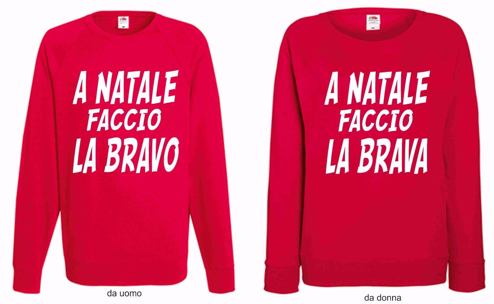 KIT DUE FELPE ROSSE FRUIT OF THE LOOM  PER IL TUO NATALE