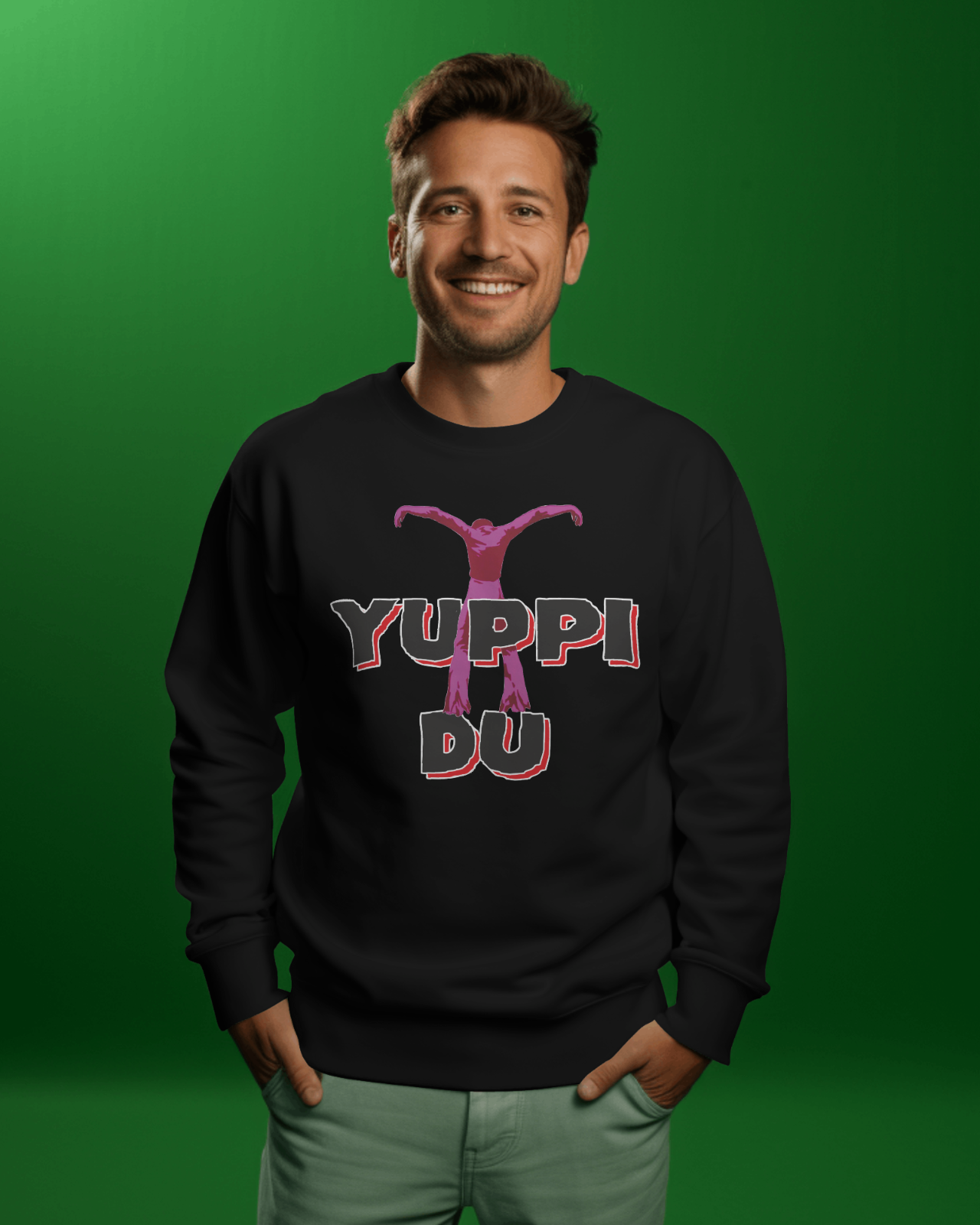 Felpa paricollo unisex con stampa Yuppi du