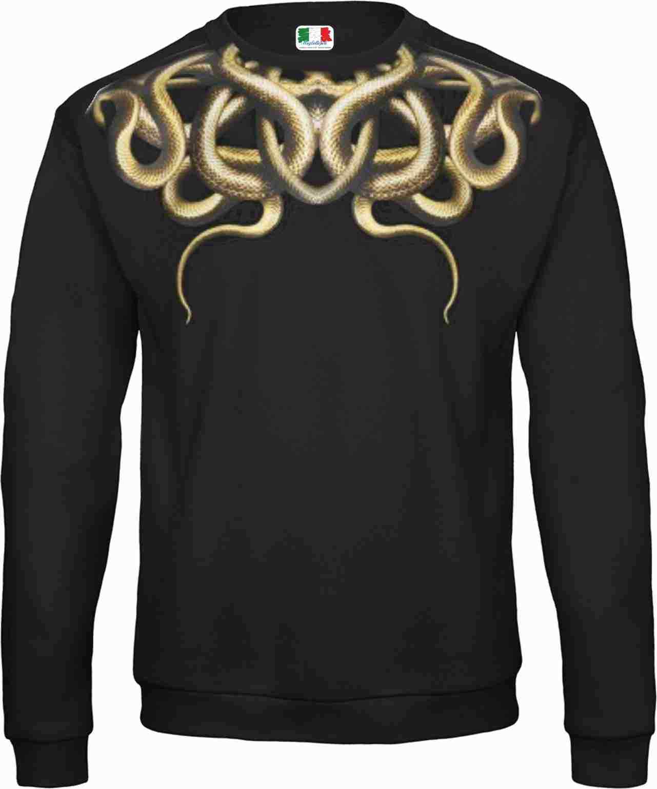 FELPA  DA UOMO FASHION GIROCOLLO STAMPA STREET SERPENTI ORO