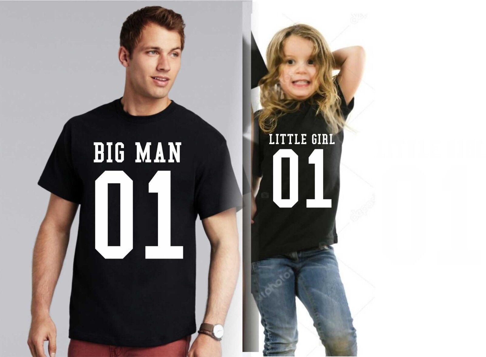 KIT DUE MAGLIETTE NERE  - PADRE E FIGLIA  BIG