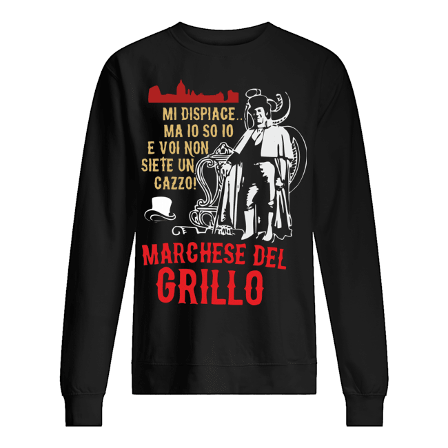 Felpa paricollo unisex con stampa: marchese del grillo