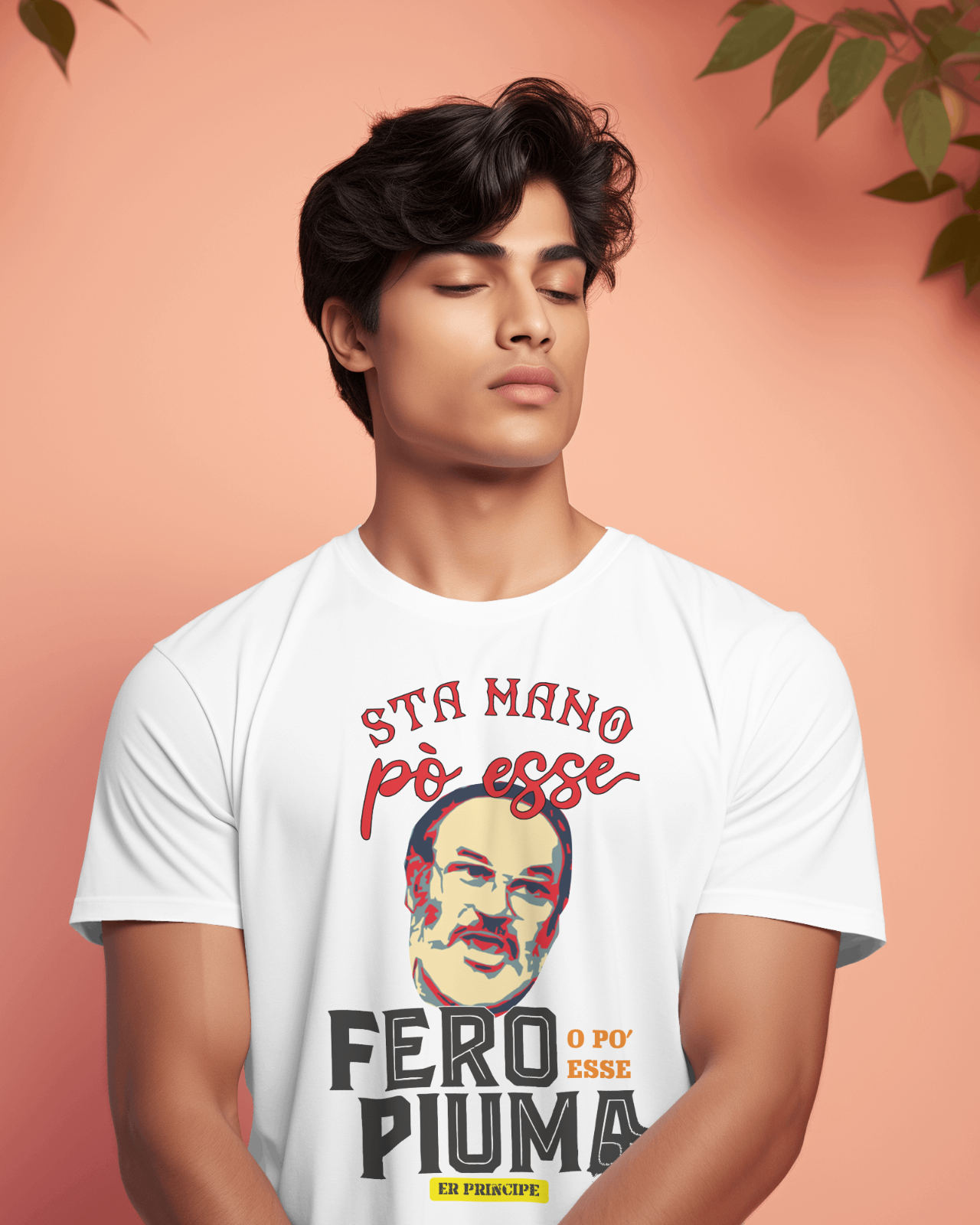 T-shirt unisex vari colori con stampa: sta mano po essere fero o piuma