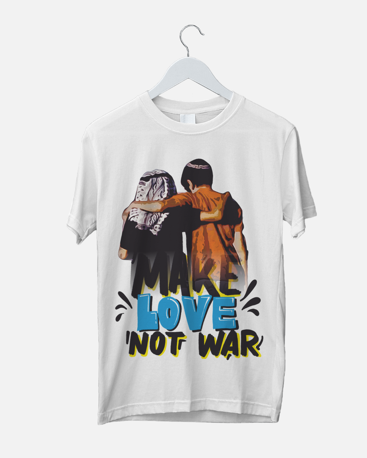 Maglietta Bianca Manica Corta con Stampa Palestina free peace