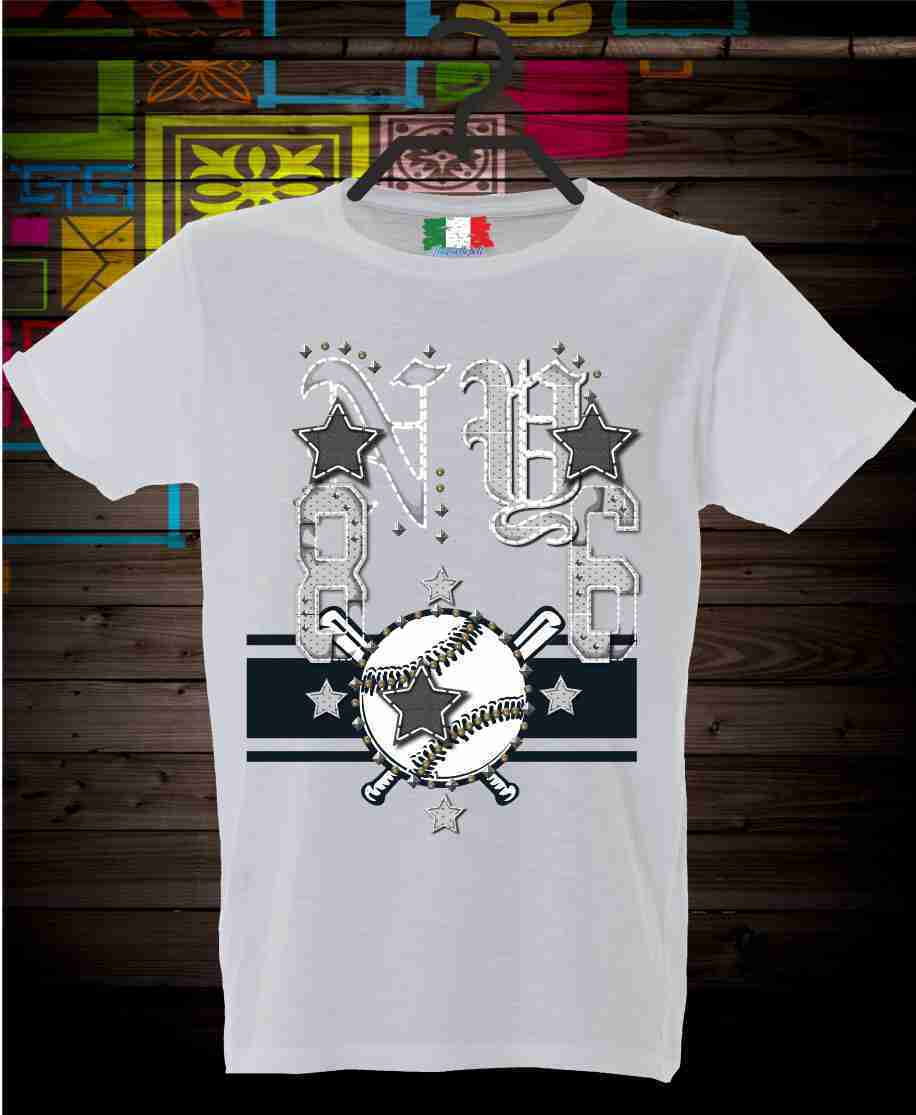MAGLIETTA MADE IN ITALY PEZZO UNICO TESSUTO FIAMMATO TITOLO BASEBALL