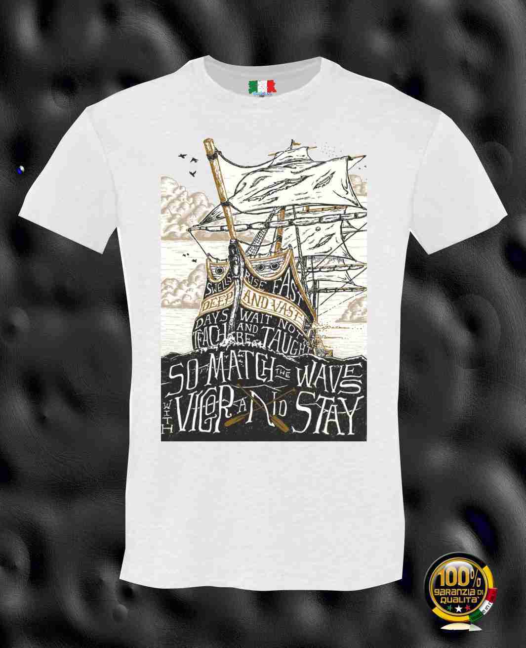 MAGLIETTA MADE IN ITALY PEZZO UNICO TESSUTO FIAMMATO TITOLO SAILS