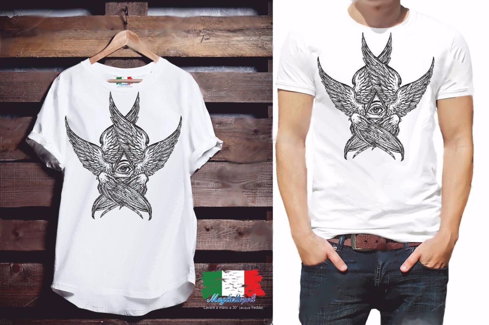 MAGLIETTA DA UOMO: COTONE FIAMMATO - COTONE CLASSICO CON STAMPA ALI