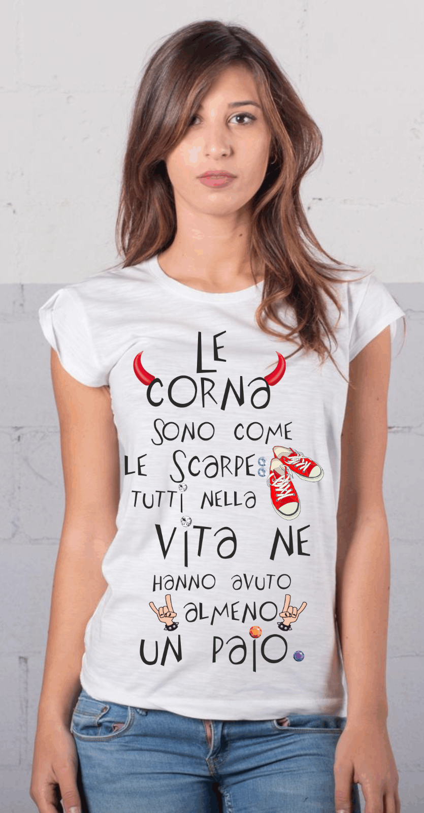 MAGLIETTE FIAMMATE  MODELLO MANICHE ARRICCIATE E CLASSICO: LE CORNA