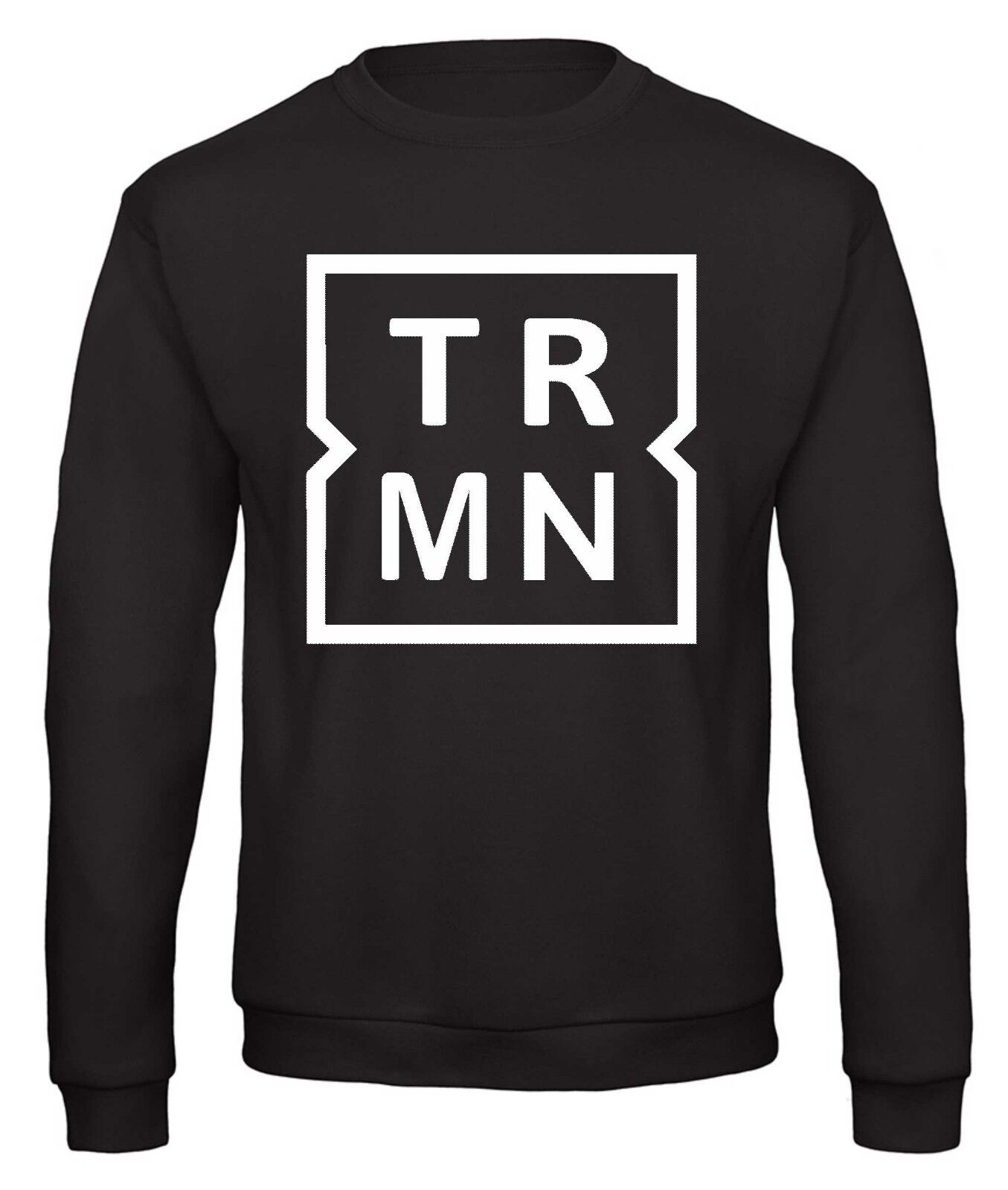 FELPA UNISEX  NERA  FASHION GIROCOLLO CON STAMPA TRMON, VESTIBILITA' L