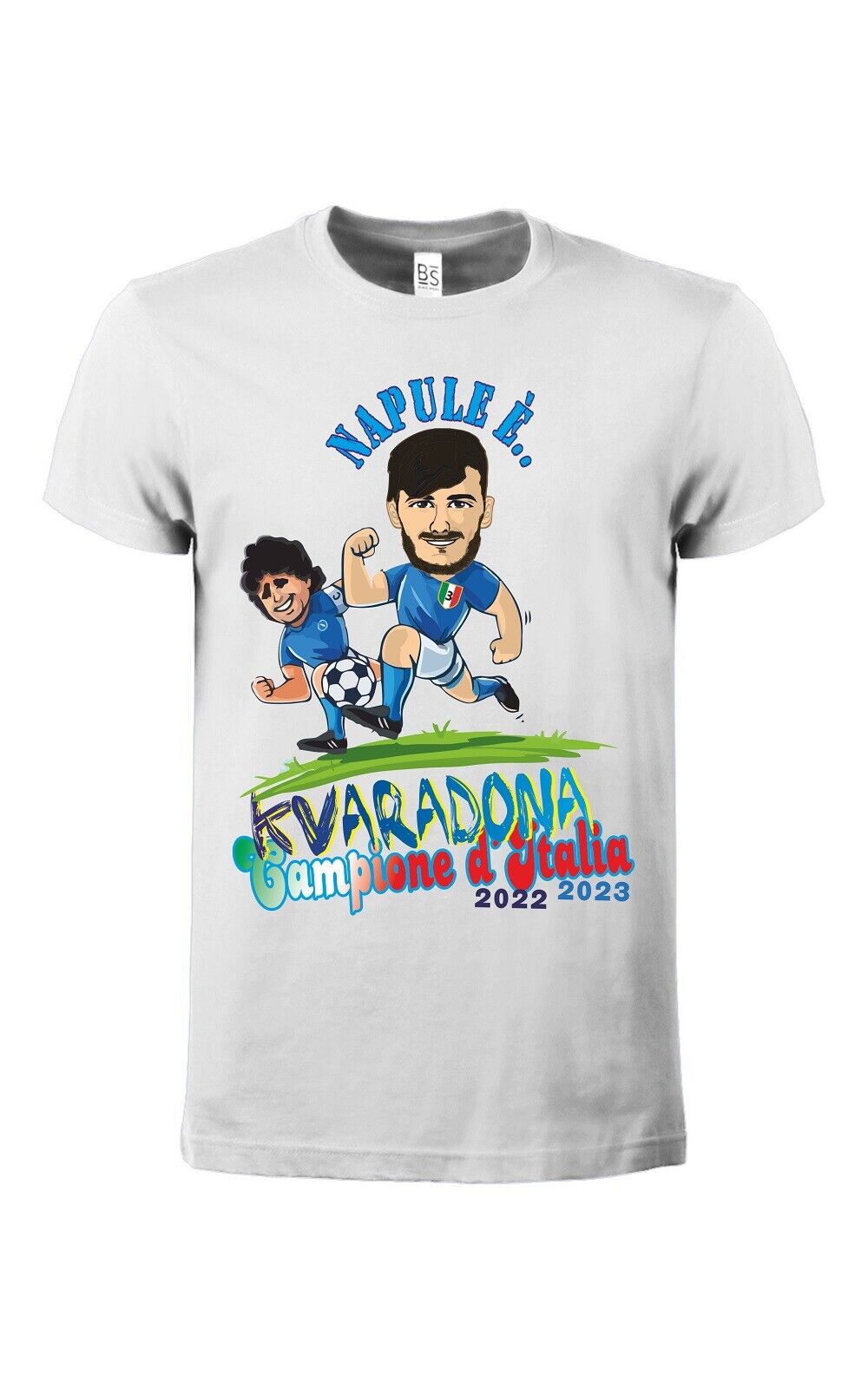 Maglietta bianca con stampa Napoli campione d'Italia