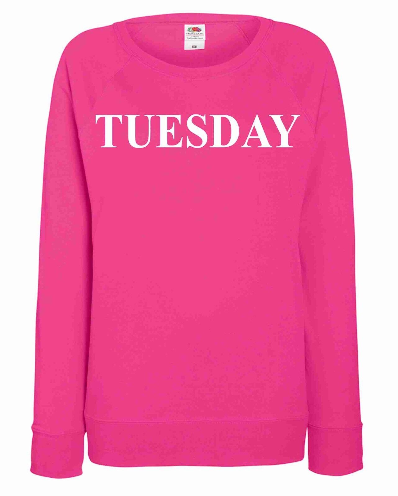 FELPA  FUXSIA DA DONNA  FRUIT OF THE LOOM CON LA STAMPA GIORNI DELLA SETTIM
