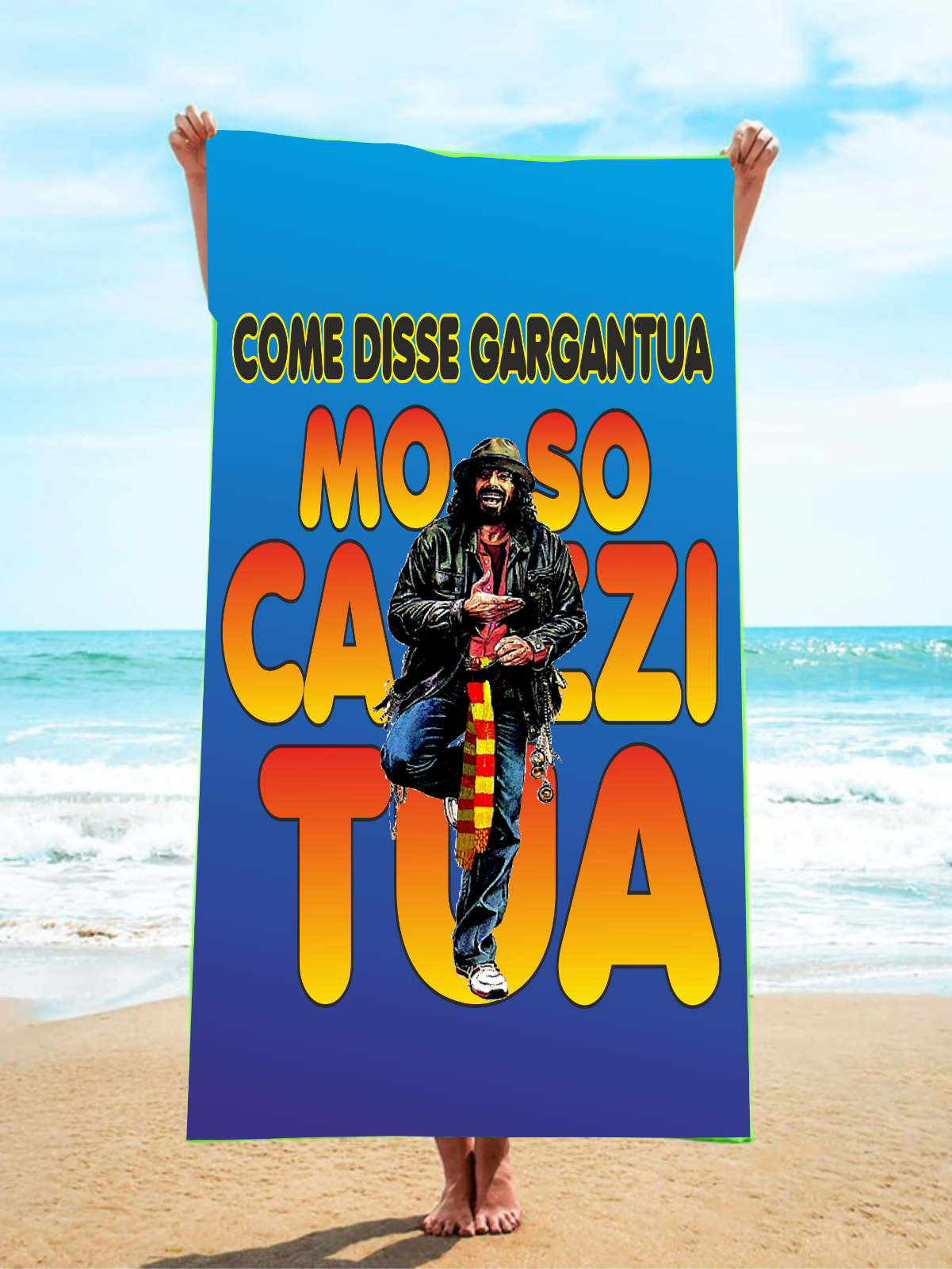 Telo microfibra per mare, piscina, palestra con stampa Er monnezza