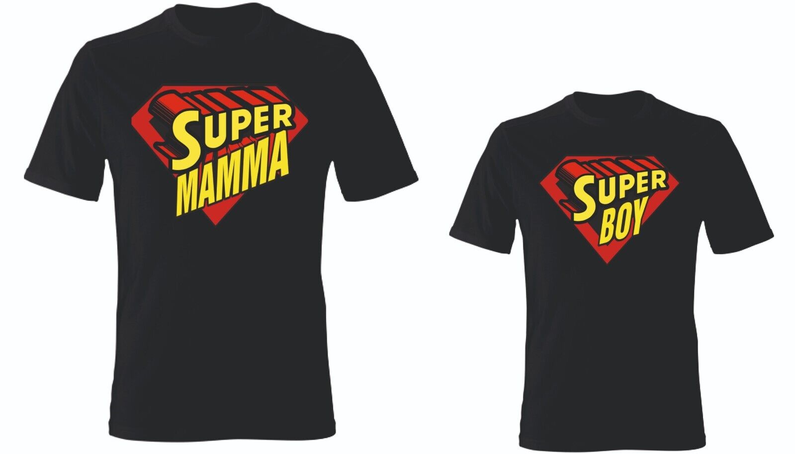 KIT DUE MAGLIETTE NERE  - MADRE E FIGLIO SUPER