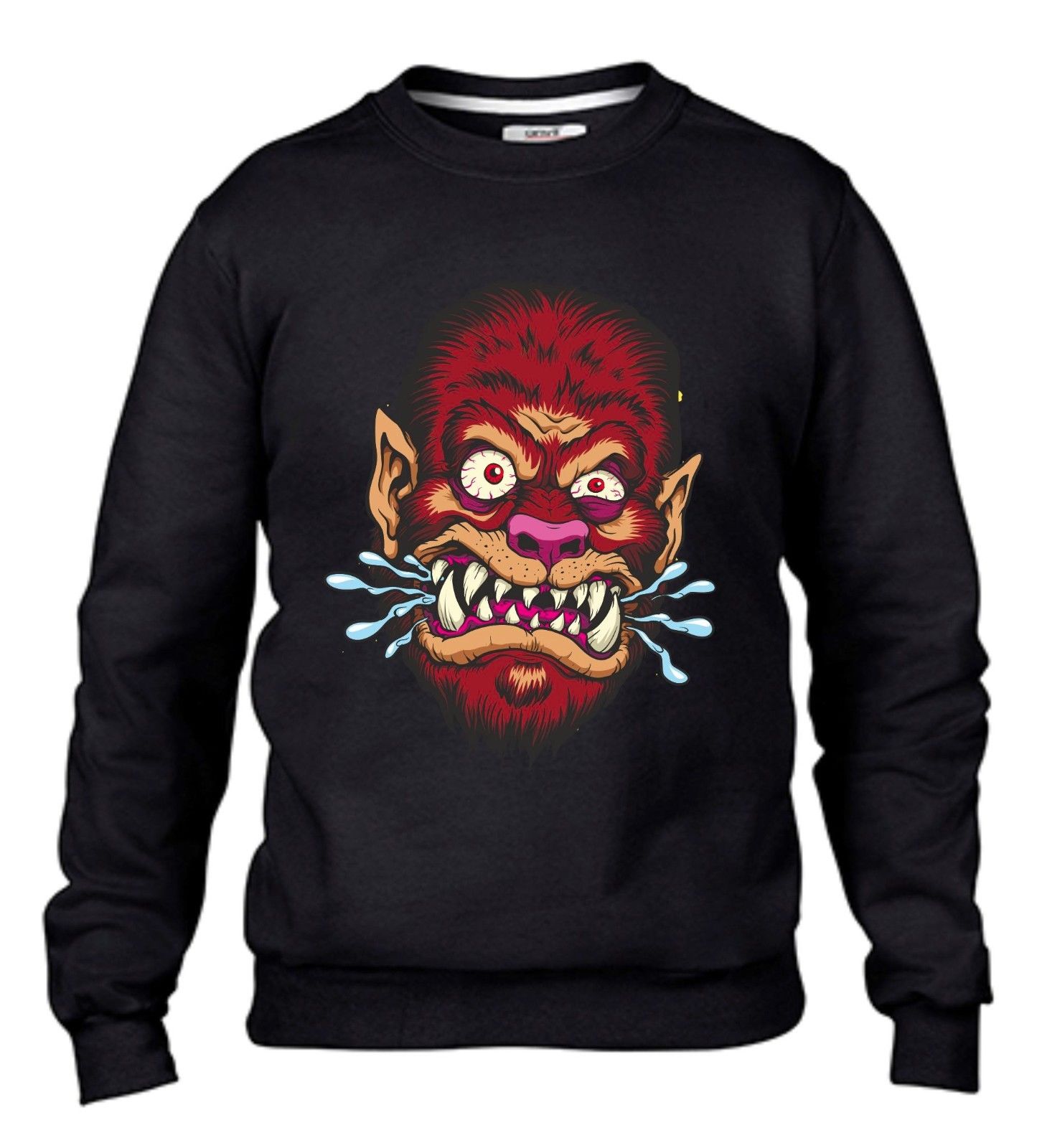 FELPA DA UOMO- DONNA FASHION GIROCOLLO CON STAMPA LUPO