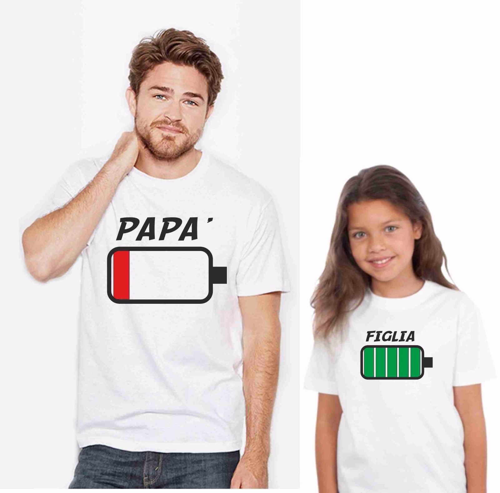 KIT DUE MAGLIETTE - PADRE E FIGLIA  BATTERIA FINITA