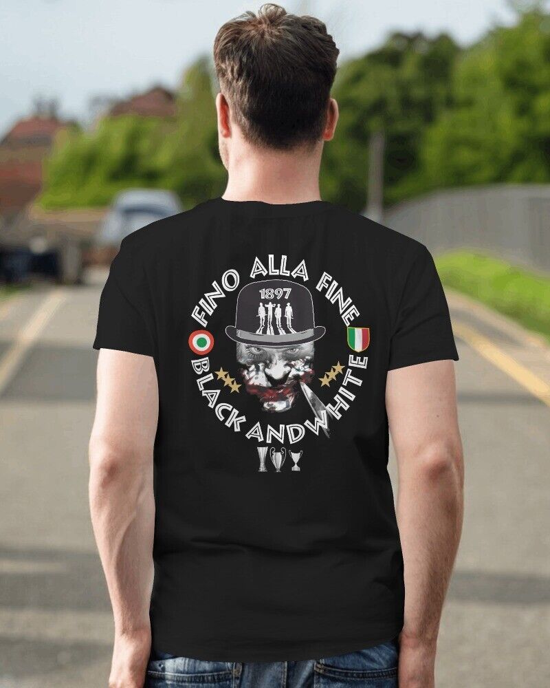Maglietta  con Stampa Sia Davanti Sia Retro per i Tifosi Bianco Neri