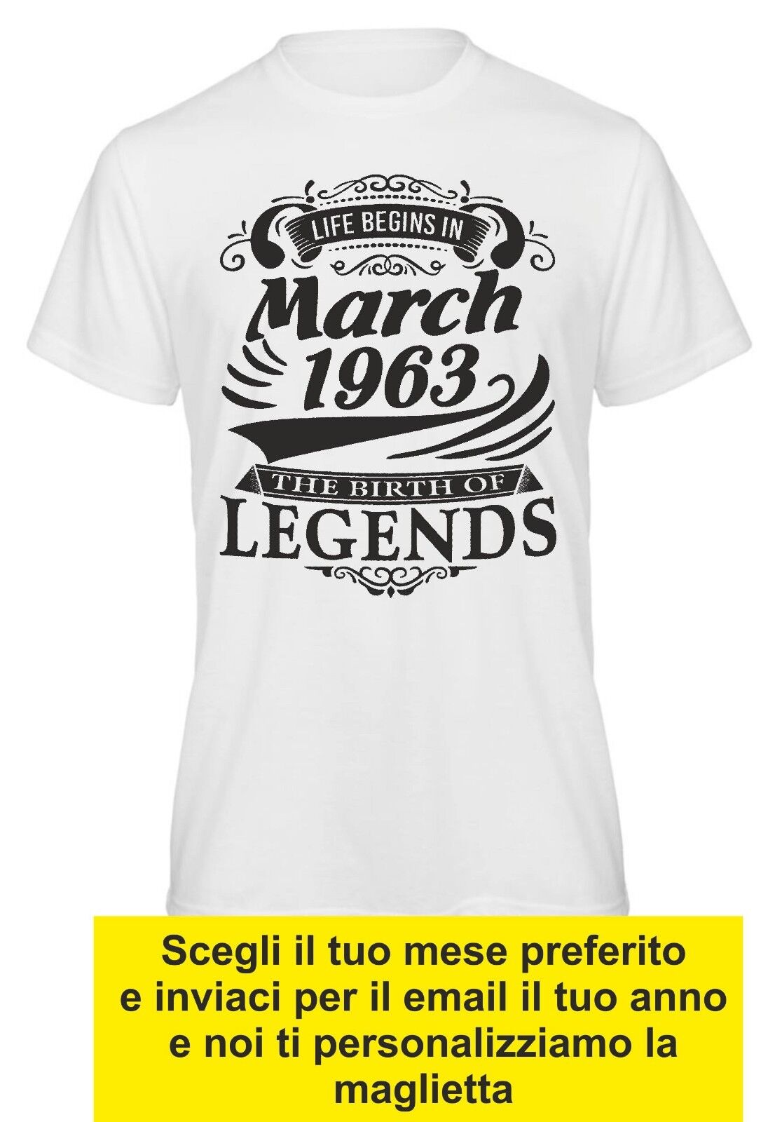 MAGLIETTA UOMO/DONNA PER COMPLEANNI CON MESE E ANNO: LEGENDS