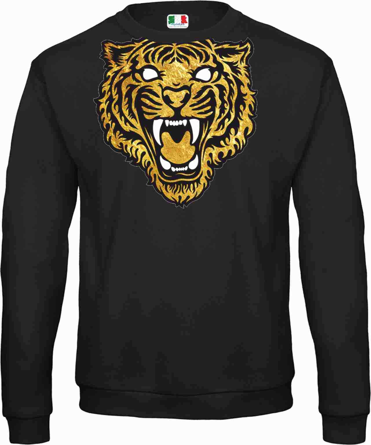 FELPA  DA UOMO FASHION GIROCOLLO STAMPA STREET WEAR TIGRE