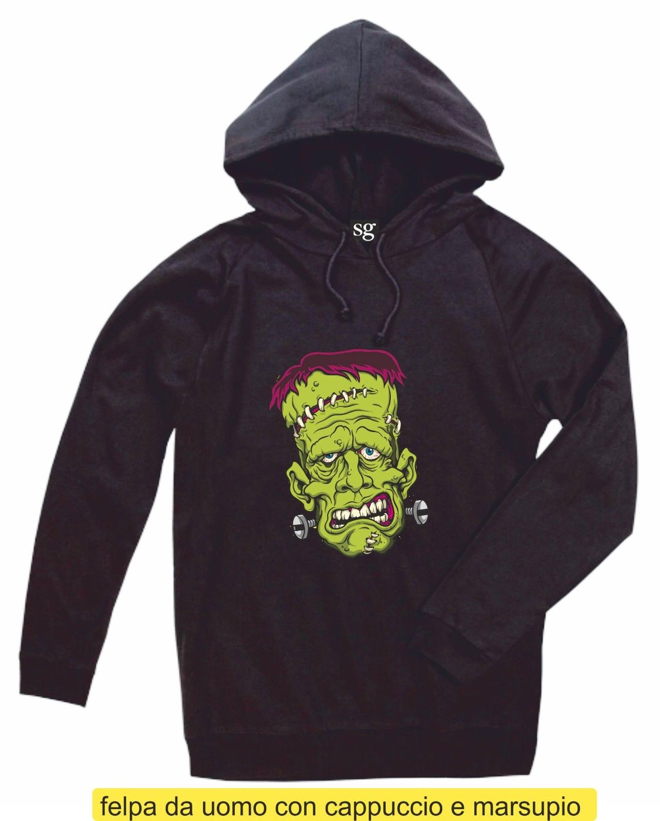 FELPA CON CAPPUCCIO E MARSUPIO STAMPATO: FRANK