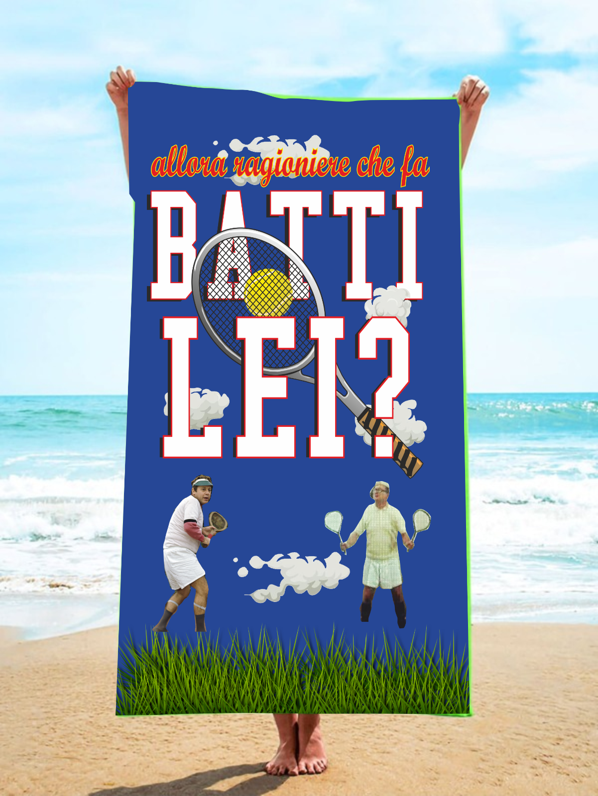 Telo grande per mare, piscina, palestra con stampa Batti lei ragioniere