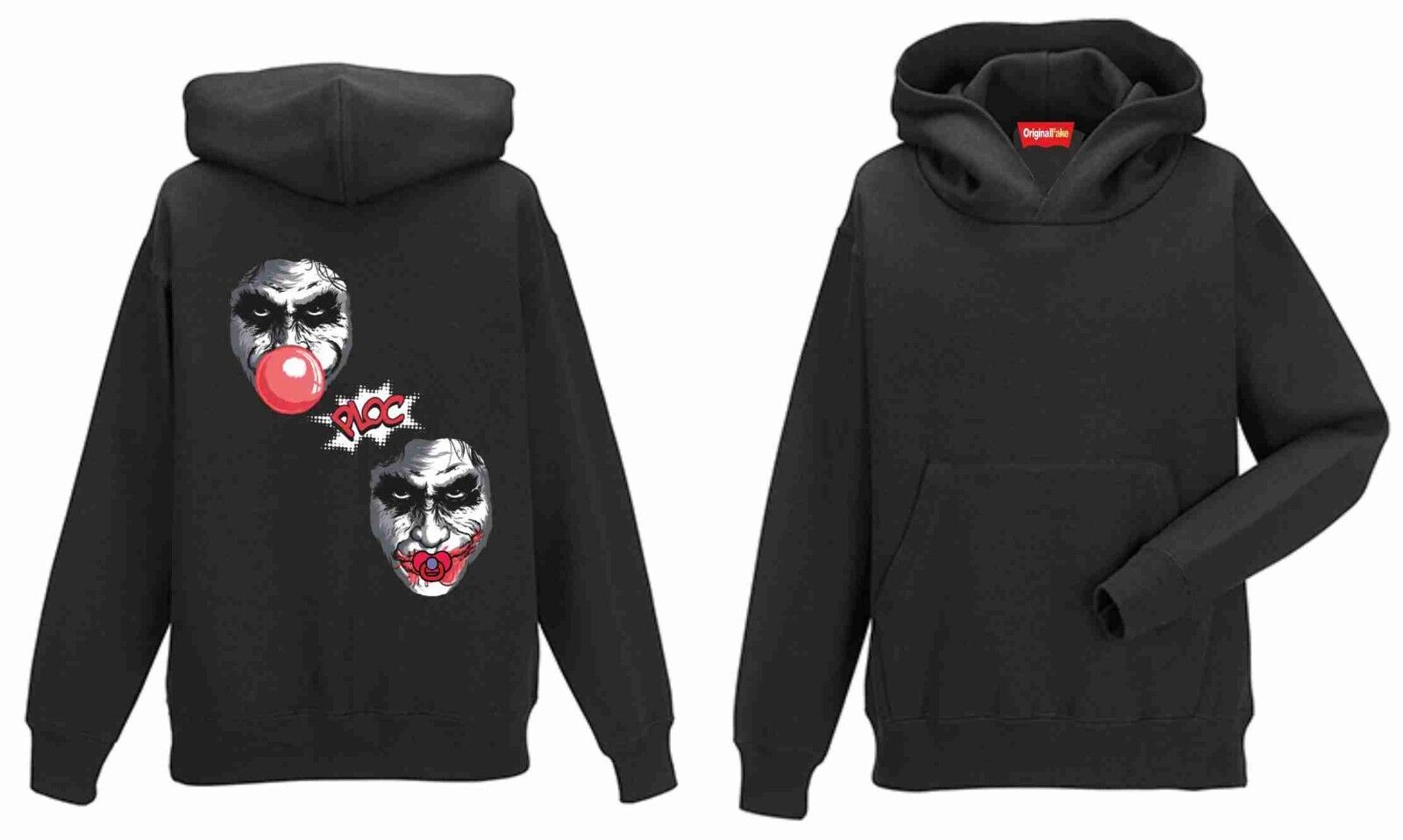 FELPA CON CAPPUCCIO E MARSUPIO STAMPA SU RETRO ORIGINAL FAKE 22X