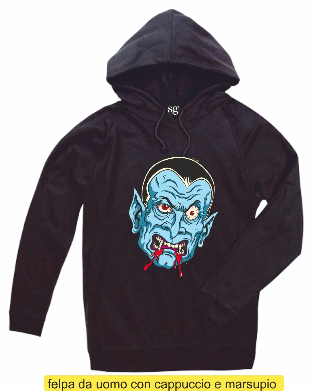 FELPA CON CAPPUCCIO E MARSUPIO STAMPATO: DRA