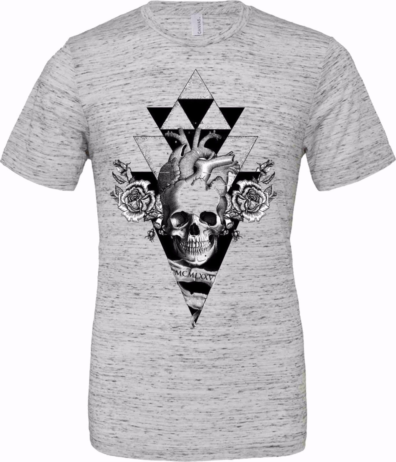 T-shirt unisex Poly-Cotton EFFETTO MARMO con stampa titolo: TESCHIO E CUORE