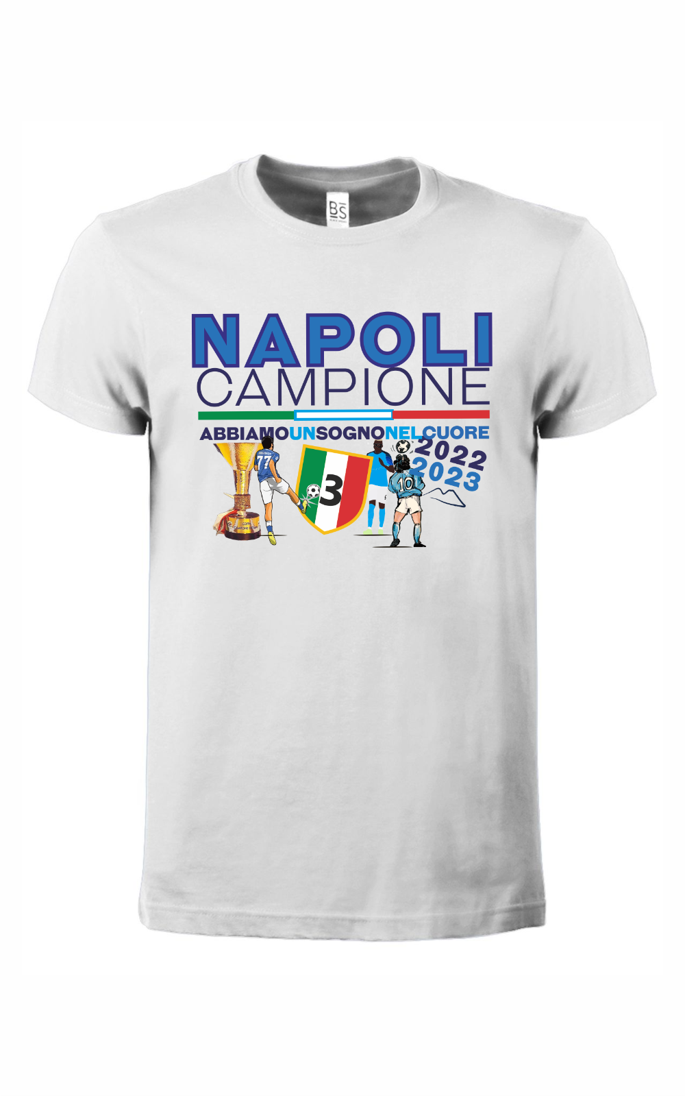 Maglietta unisex  celebrativa  bianca Napoli campione d'Italia