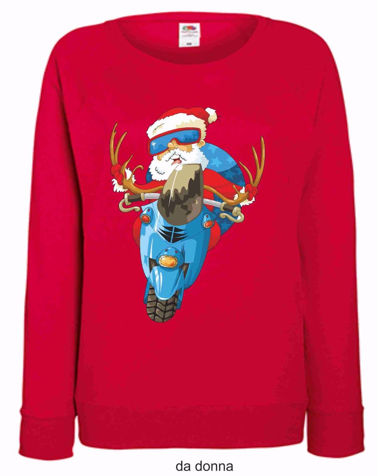 FELPA ROSSA FRUIT OF THE LOOM PER IL TUO NATALE: babbo moto