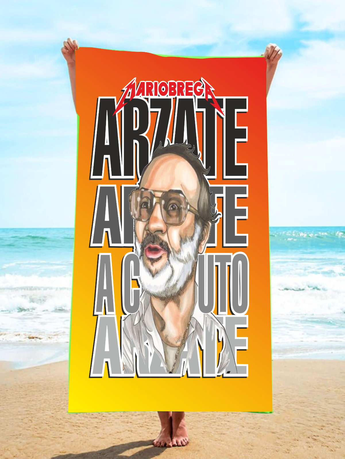 Telo in microfibra ideale per mare con stampa Arzate di mario Brega