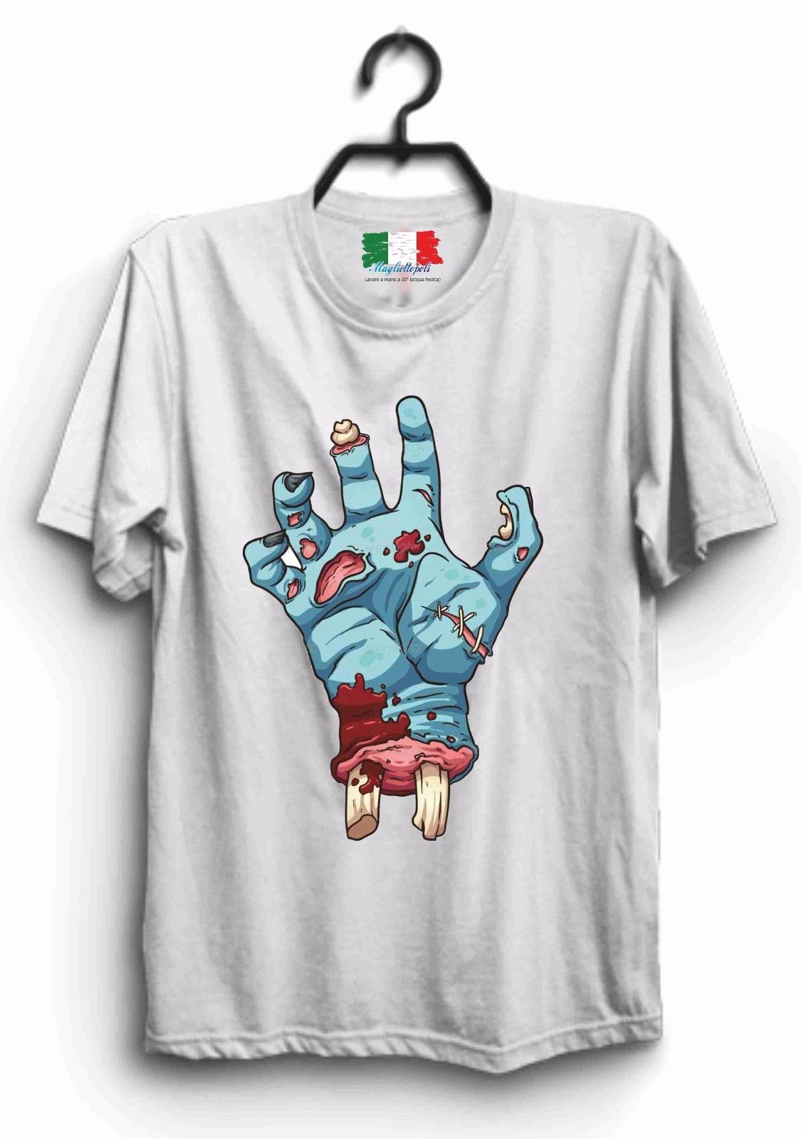 MAGLIETTA IN 100% COTONE UOMO/DONNA NERD: mano zombie