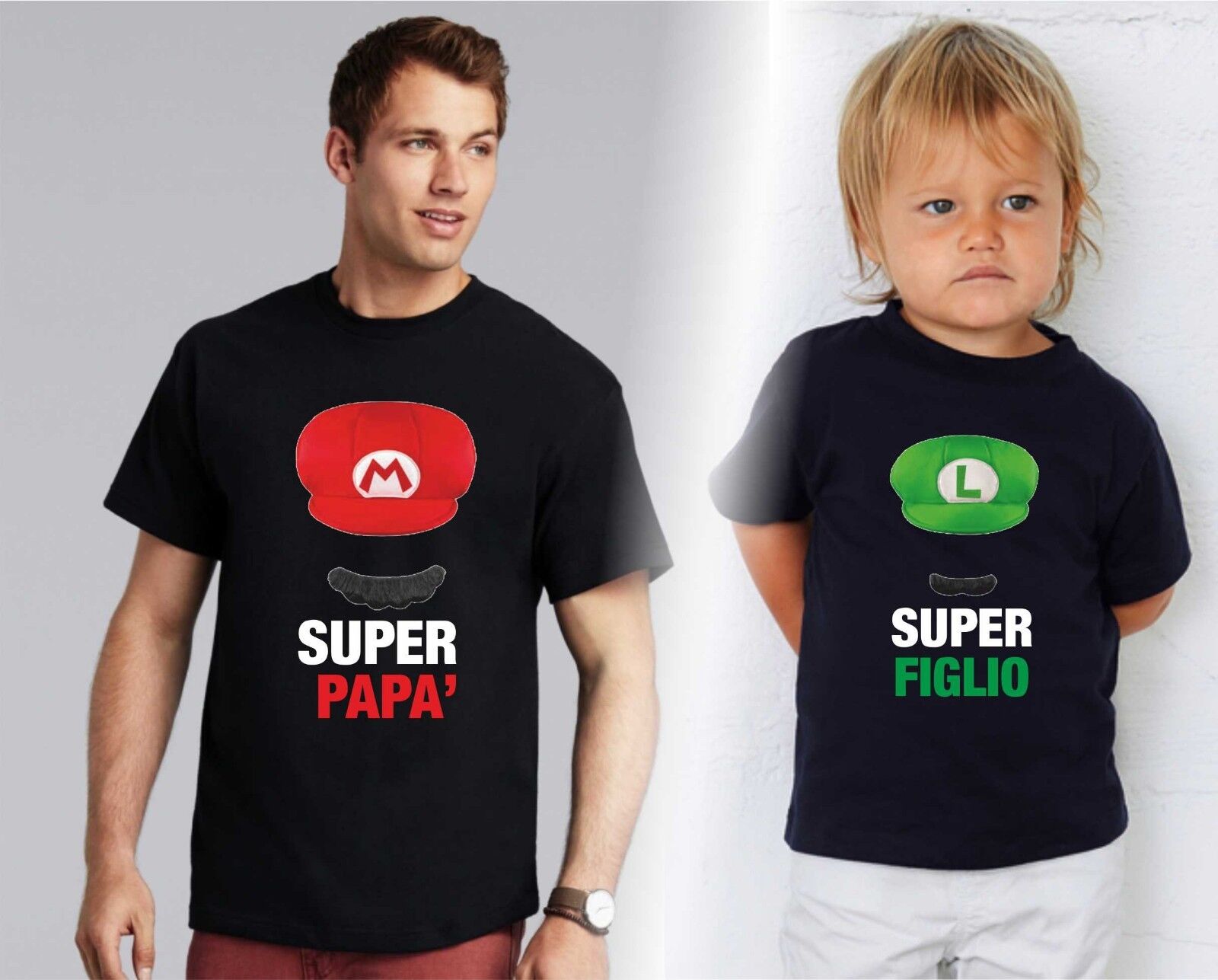 KIT DUE MAGLIETTE NERE  - PADRE E FIGLIO BIG MAN