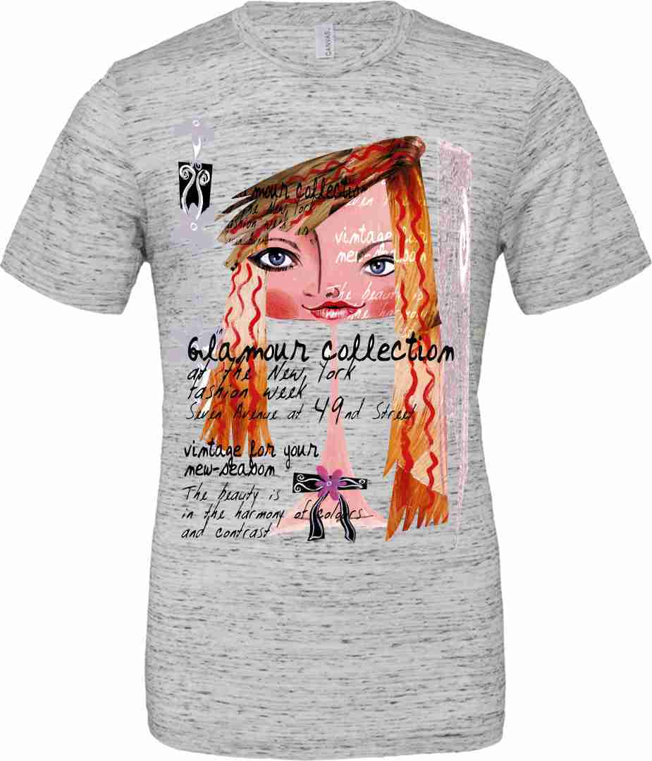 T-shirt unisex Poly-Cotton EFFETTO MARMO con stampa titolo: GLAMOUR