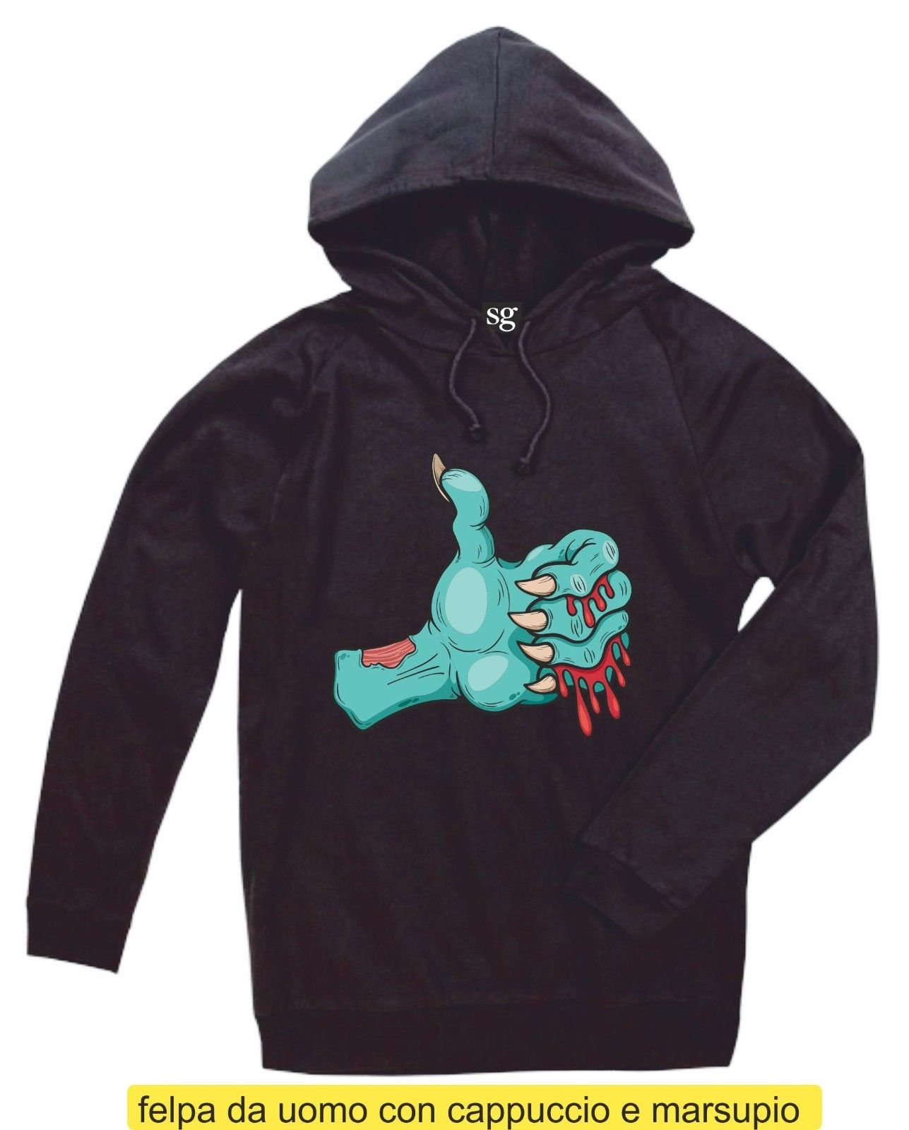 FELPA CON CAPPUCCIO E MARSUPIO STAMPATO: BRACCIO