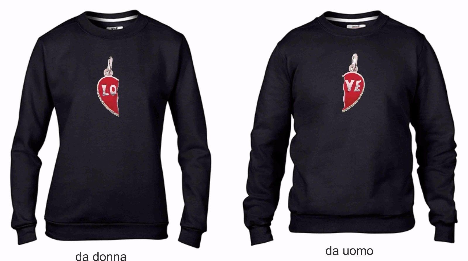 KIT 2 FELPE UNA DA UOMO UNA DONNA: DUE CUORI