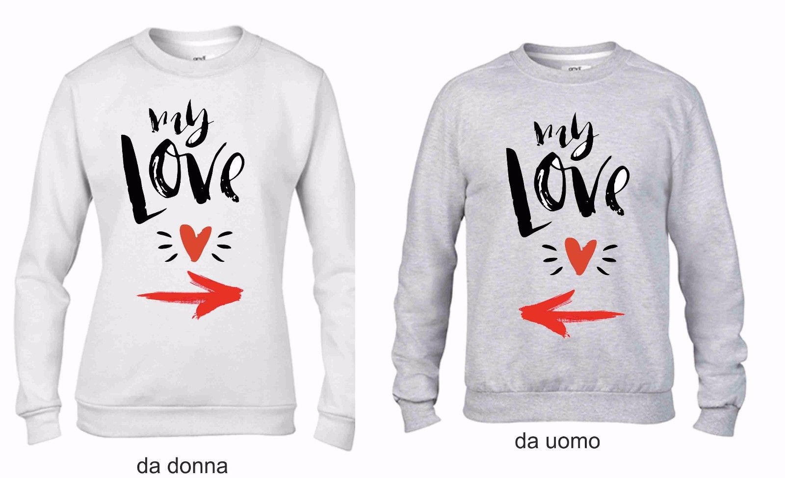 KIT 2 FELPE UNA DA UOMO UNA DONNA: MY LOVE
