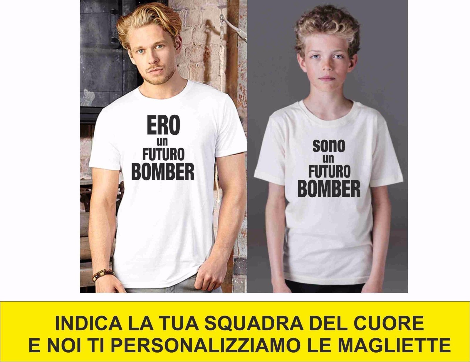 KIT DUE MAGLIETTE BIANCHE SPORTIVE - PADRE E FIGLIO : BOMBER