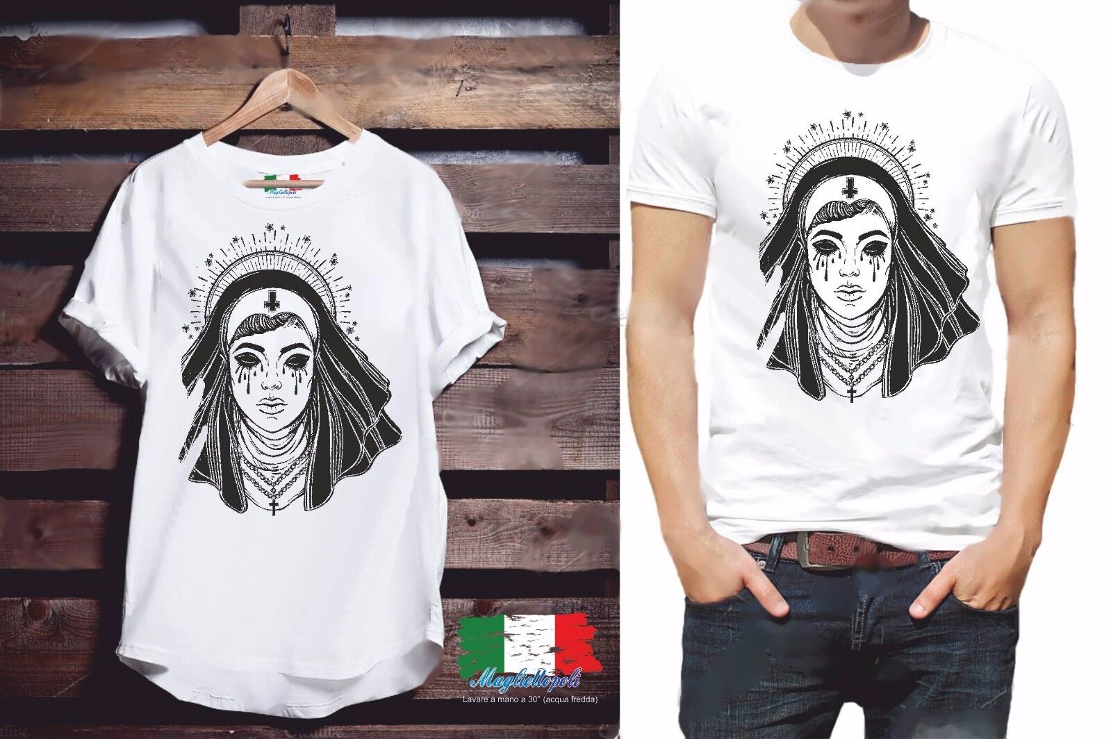 MAGLIETTA DA UOMO: COTONE FIAMMATO - COTONE CLASSICO CON STAMPA SUORA