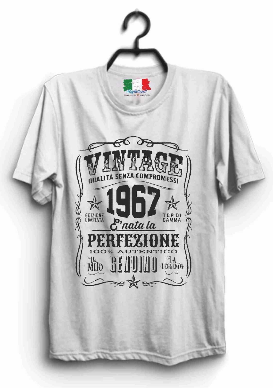MAGLIETTA IN 100% COTONE UOMO/DONNA PER COMPLEANNI VINTAGE