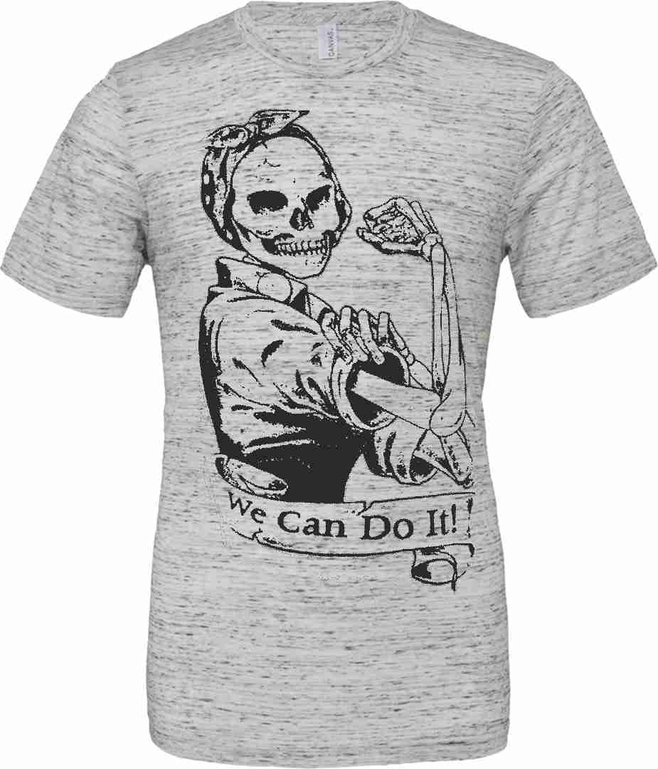 T-shirt unisex Poly-Cotton EFFETTO MARMO con stampa titolo: WE CAN