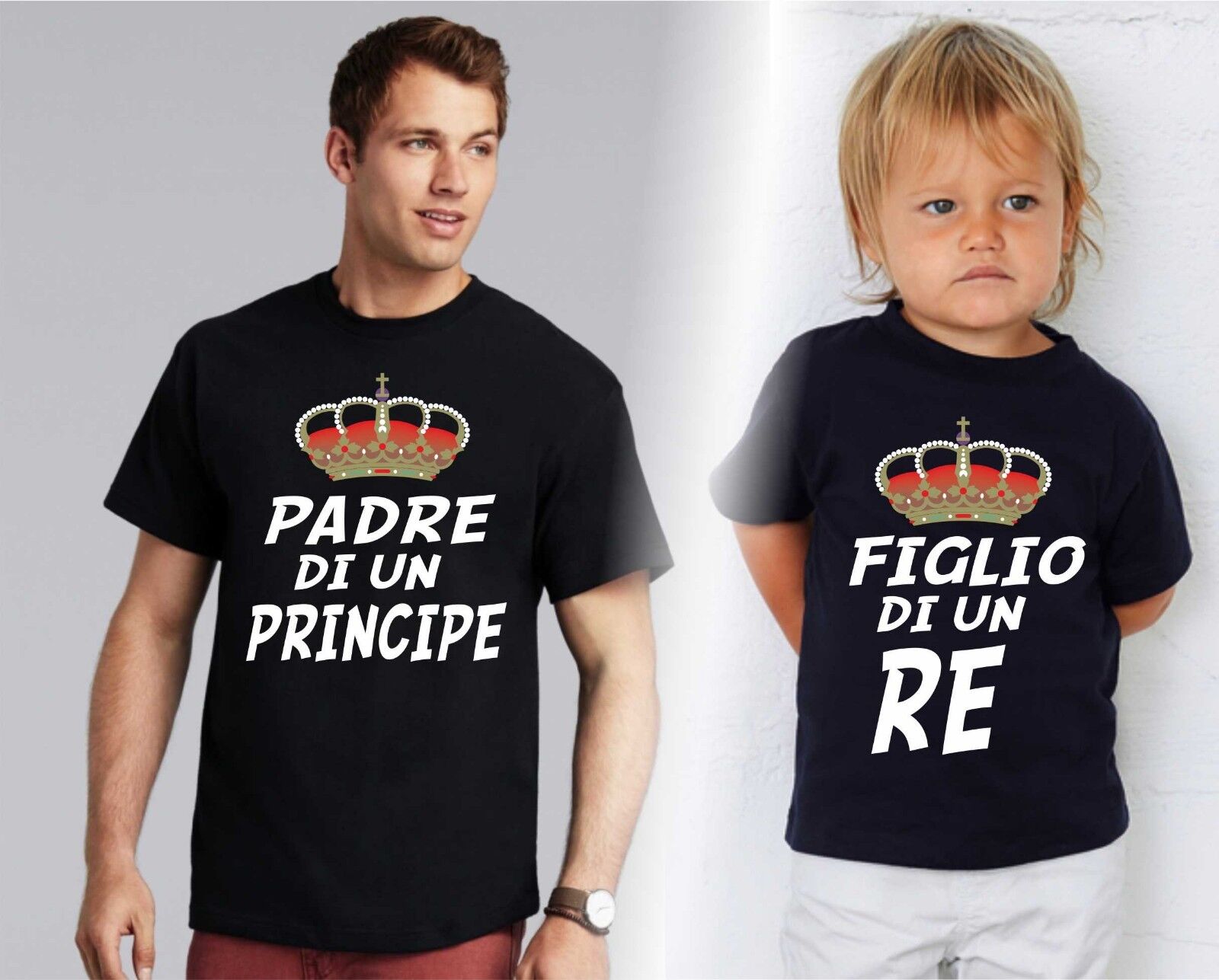 KIT DUE MAGLIETTE NERE  - PADRE E FIGLIO RE