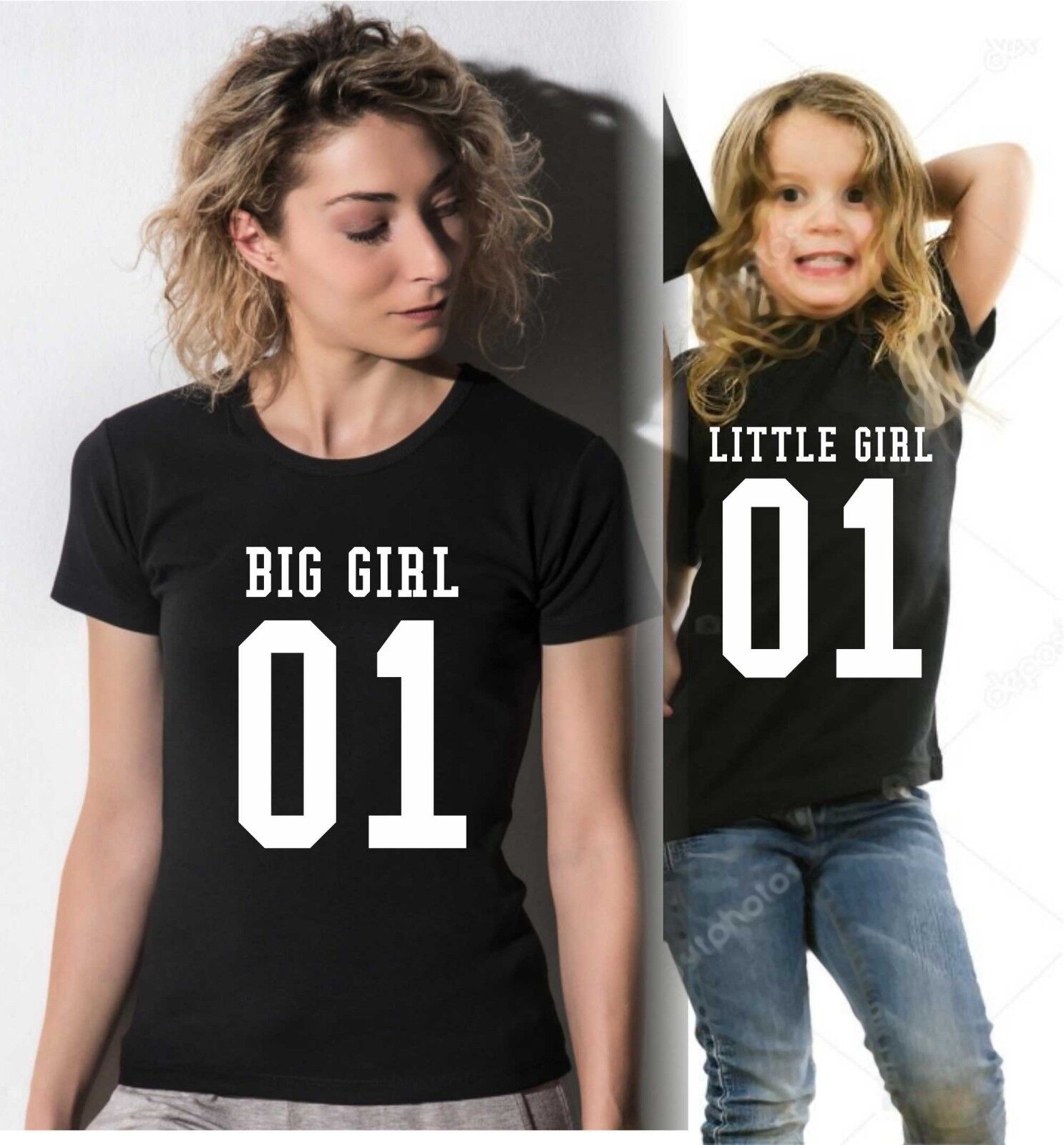 KIT DUE MAGLIETTE NERE  - MADRE E FIGLIA  BIG