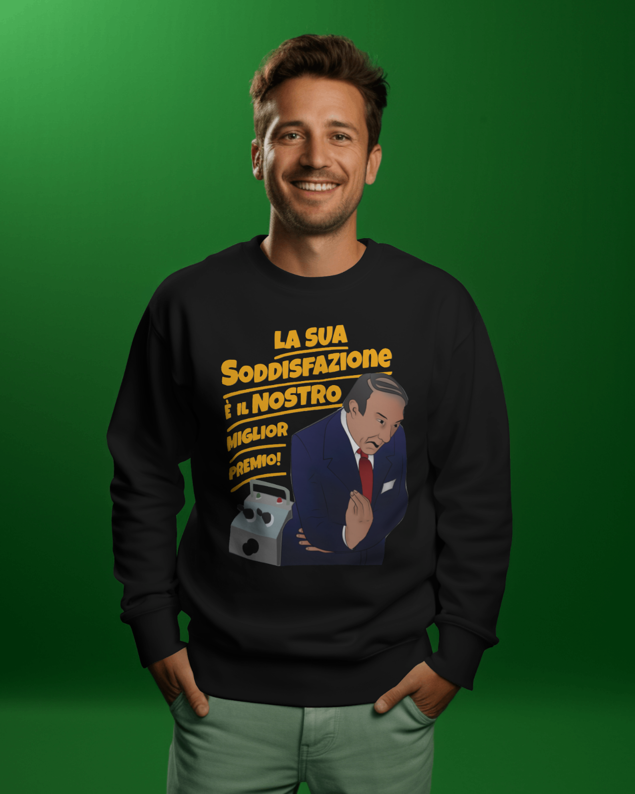 Felpa paricollo unisex con stampa: la sua soddisfazione..