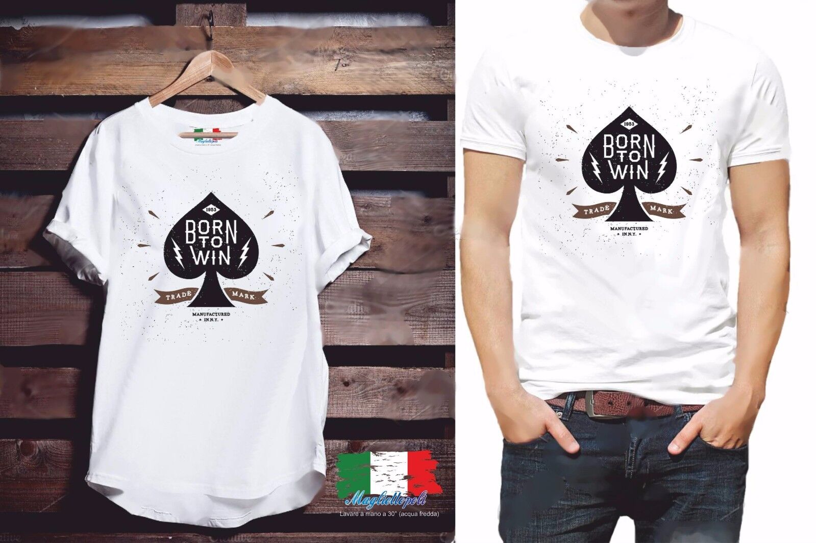 MAGLIETTA DA UOMO: COTONE FIAMMATO - COTONE CLASSICO CON STAMPA CERCHI