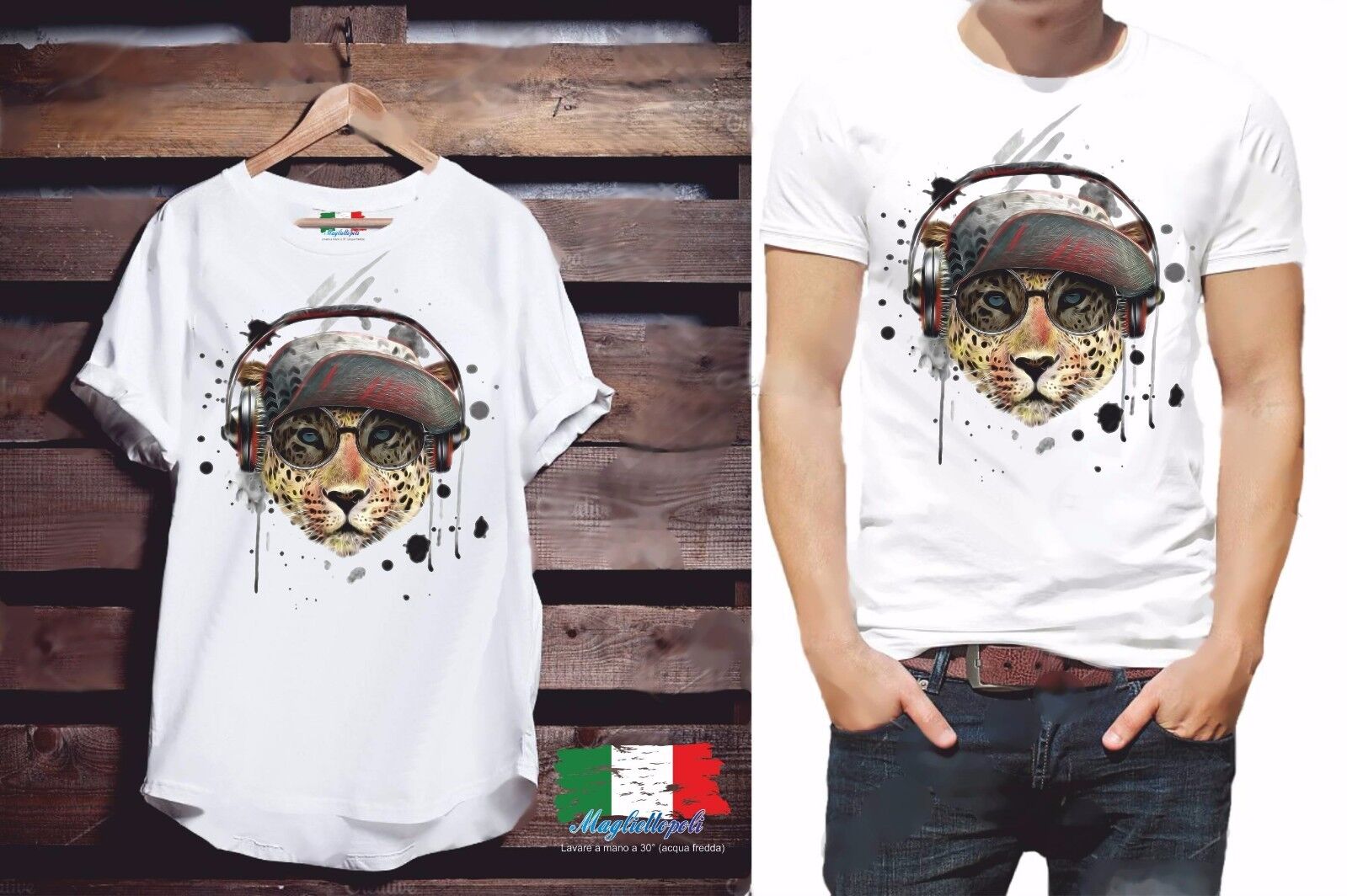 MAGLIETTA DA UOMO: COTONE FIAMMATO - COTONE CLASSICO CON STAMPA MUSICA