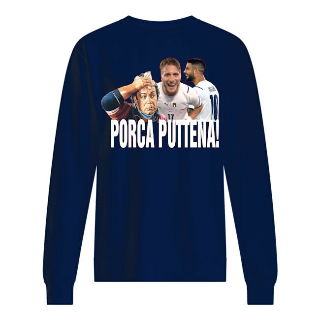 Felpa paricollo unisex con stampa: Porca puttena